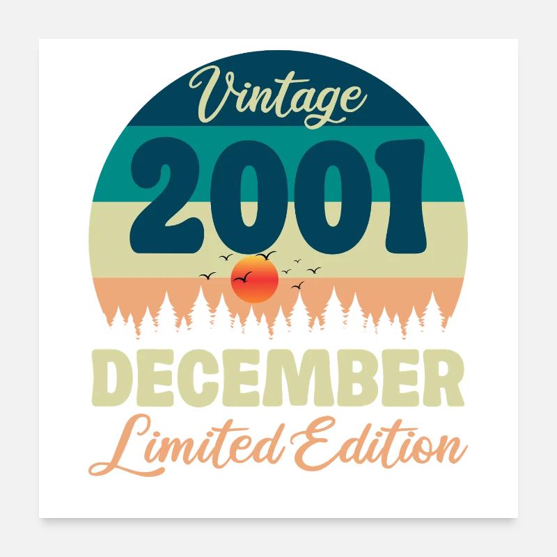 Geburtstag Dezember 2001 Geburtstagsgeschenk Poster 60x60 cm