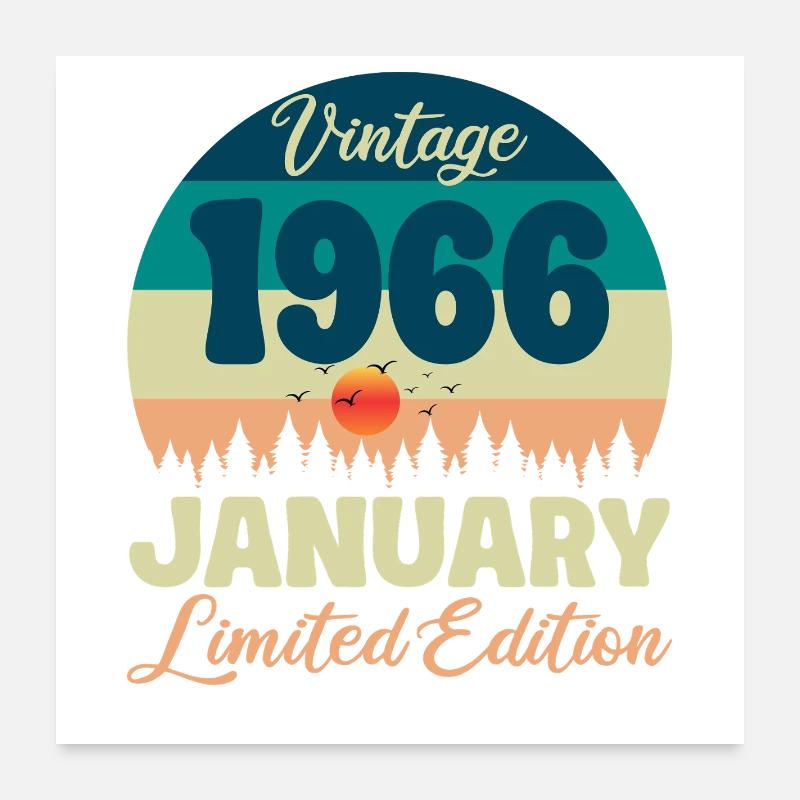 Geburtstag Januar 1966 Geschenk Vintage Limited Poster 60x60 cm