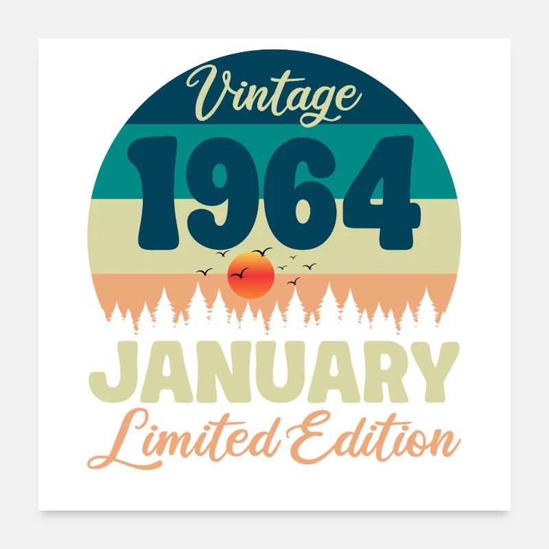 Geburtstag Januar 1964 Geschenk Vintage Limited Poster 60x60 cm