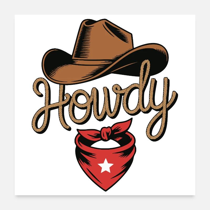 Howdy Cowboy - Conception de corde western Poster 60 x 60 cm