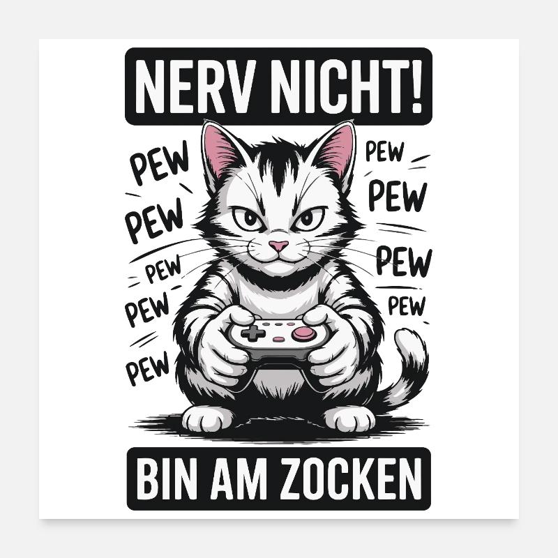 Courage Not I Gaming Cat Design Poster 60 x 60 cm