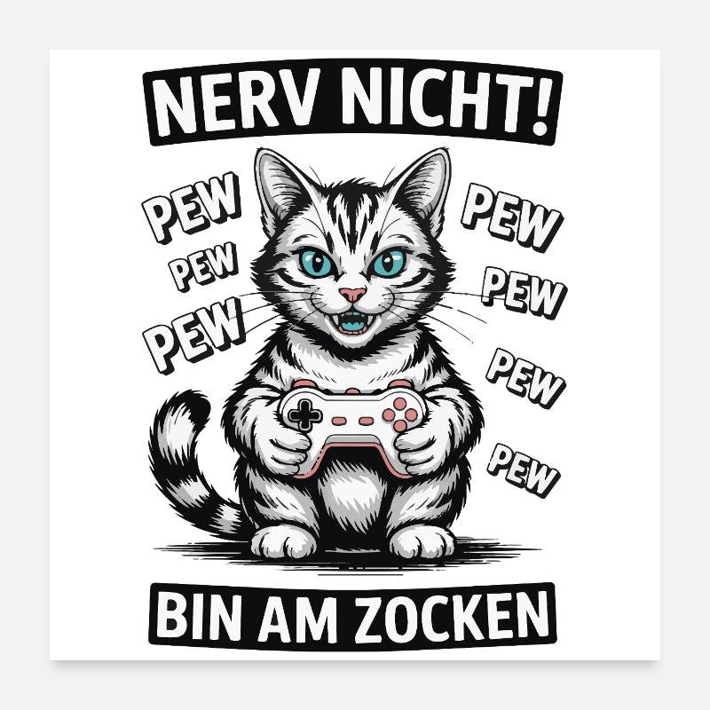Courage Not I Gaming Cat Design Poster 60 x 60 cm
