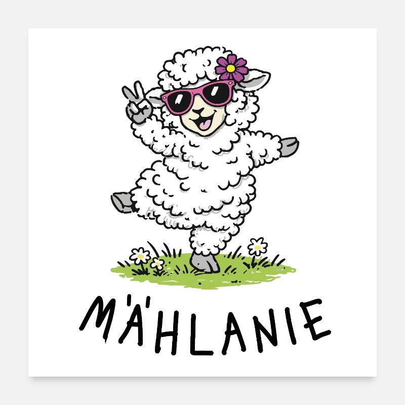 Mählanie – Mouton mouton dansant avec un jeu de mots Poster 60 x 60 cm