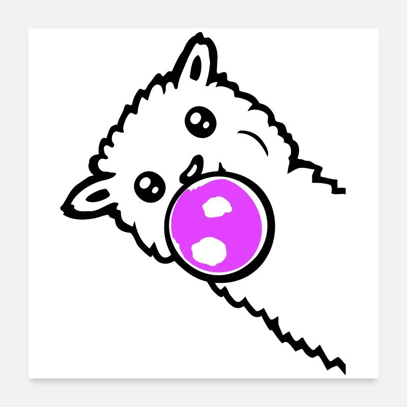 Lama Bubbles Side Side Côté Cool Mignon Poster 60 x 60 cm