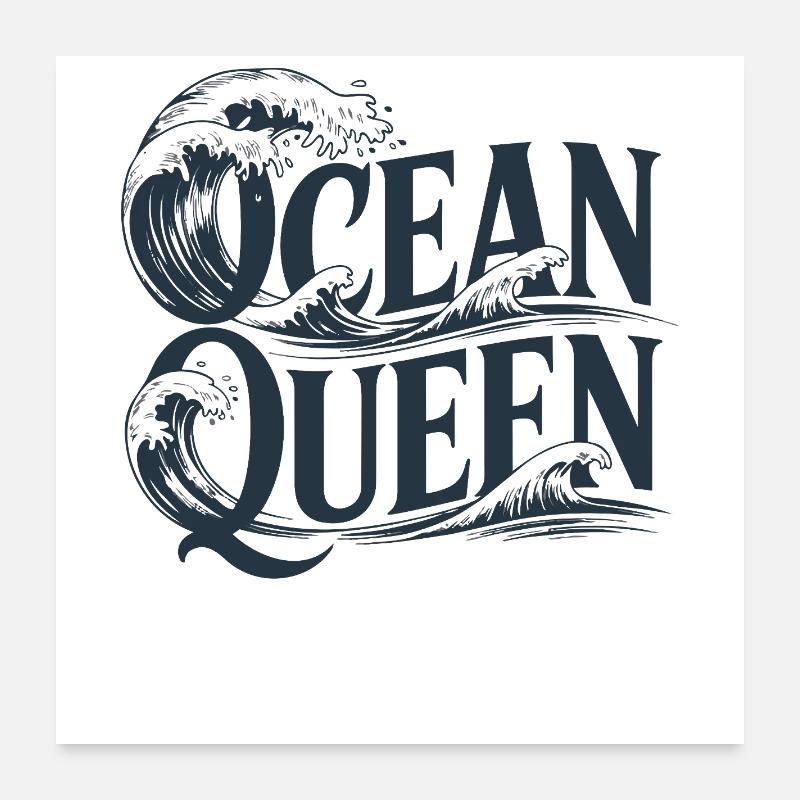 Ocean Queen - Waves Typography Design Poster 24" x 24" (60x60 cm)