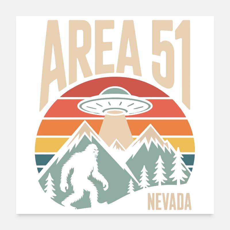 Area 51 Nevada UFO Rétro Design Poster 60 x 60 cm
