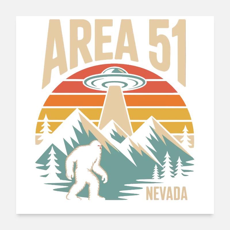 Area 51 Nevada UFO Rétro Design Poster 60 x 60 cm