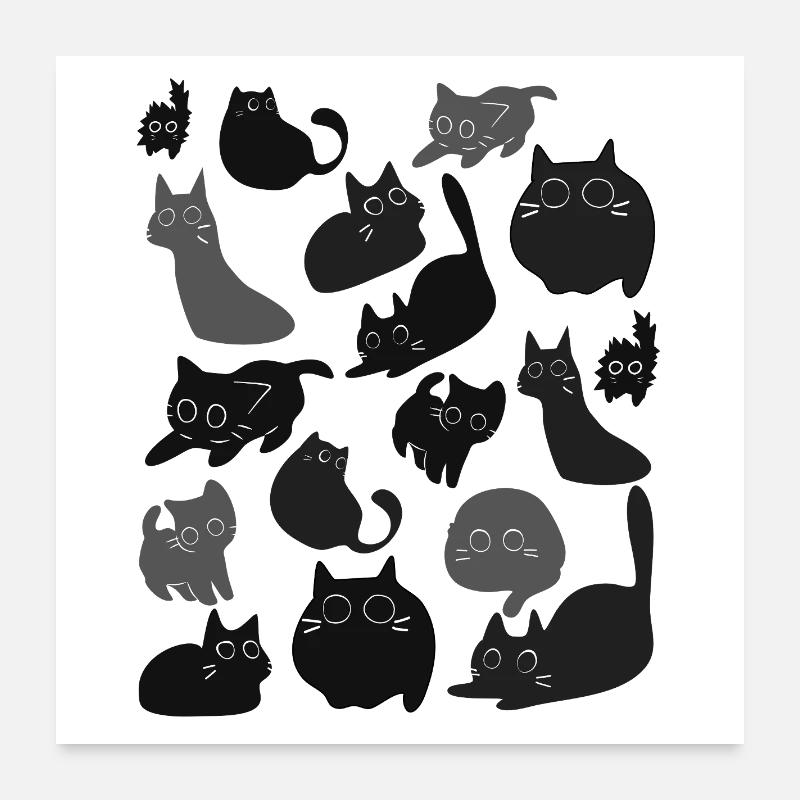 Montage du chat de minuit Poster 60 x 60 cm