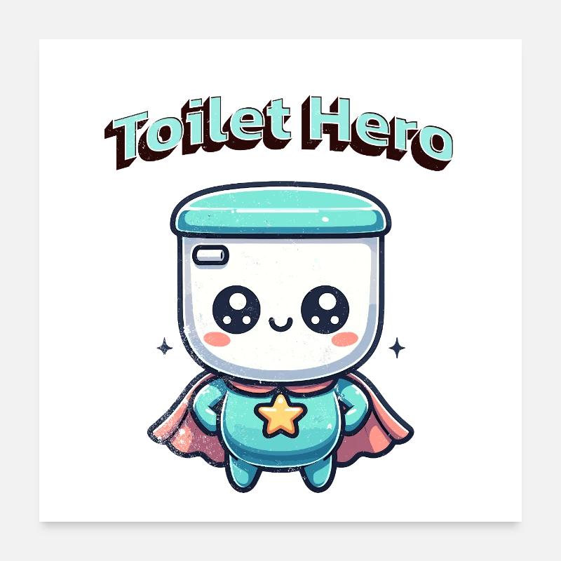 Toiletten Held WC Superheld Bad Badezimmer  Poster 60x60 cm