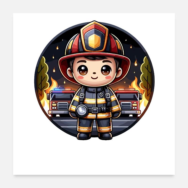 Pompier de la brigade d’incendie Poster 60 x 60 cm