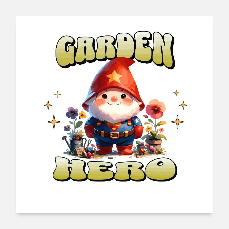 Niedlicher Garten Held Gratenzwerg Gärtner  Poster 60x60 cm