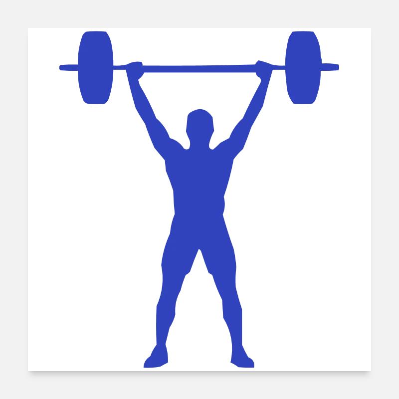Weightlifting Silhouette Blue Poster 24" x 24" (60x60 cm)