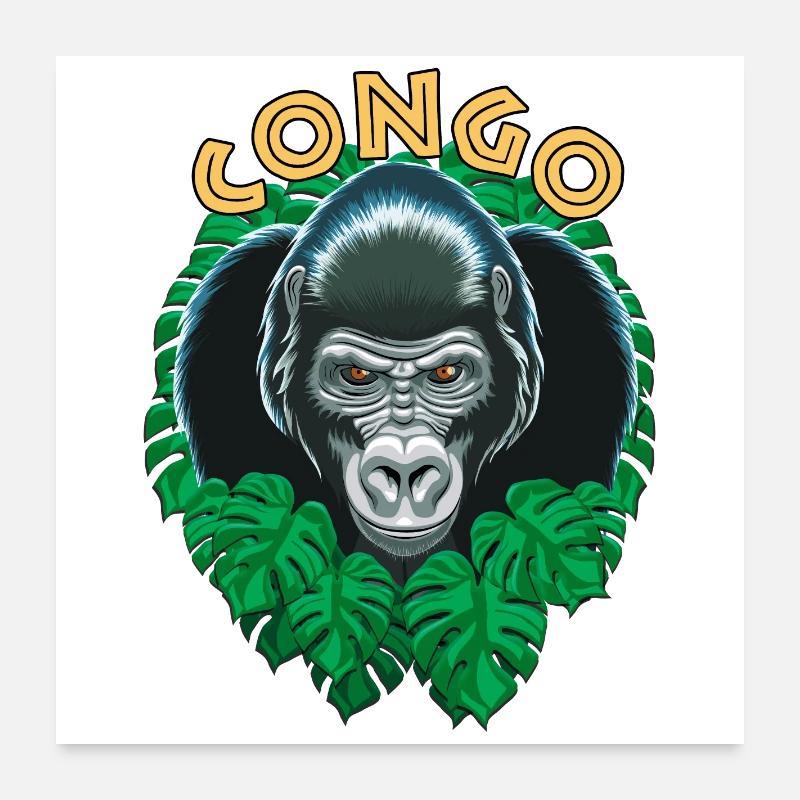 Gorille Du Congo Poster 60 x 60 cm
