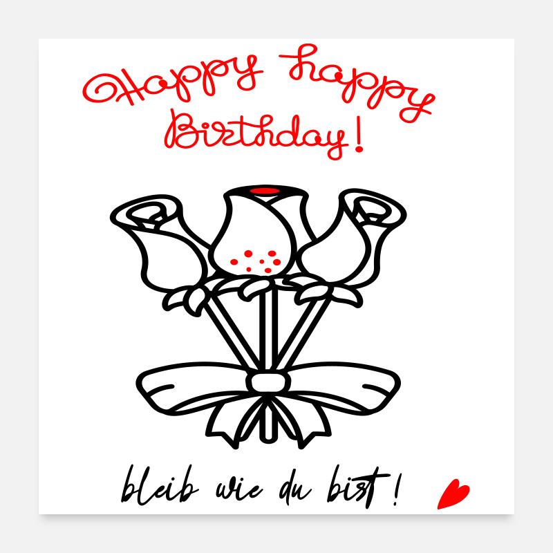 Bon anniversaire - Poster 60 x 60 cm - blanc