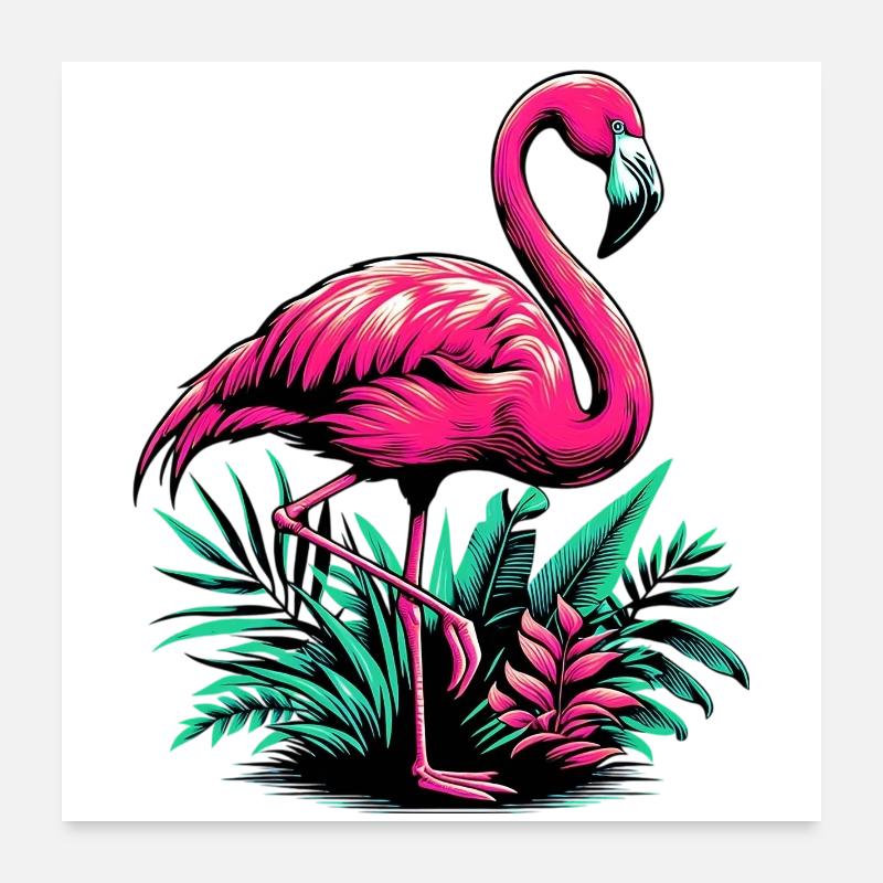 Flamant Poster 60 x 60 cm