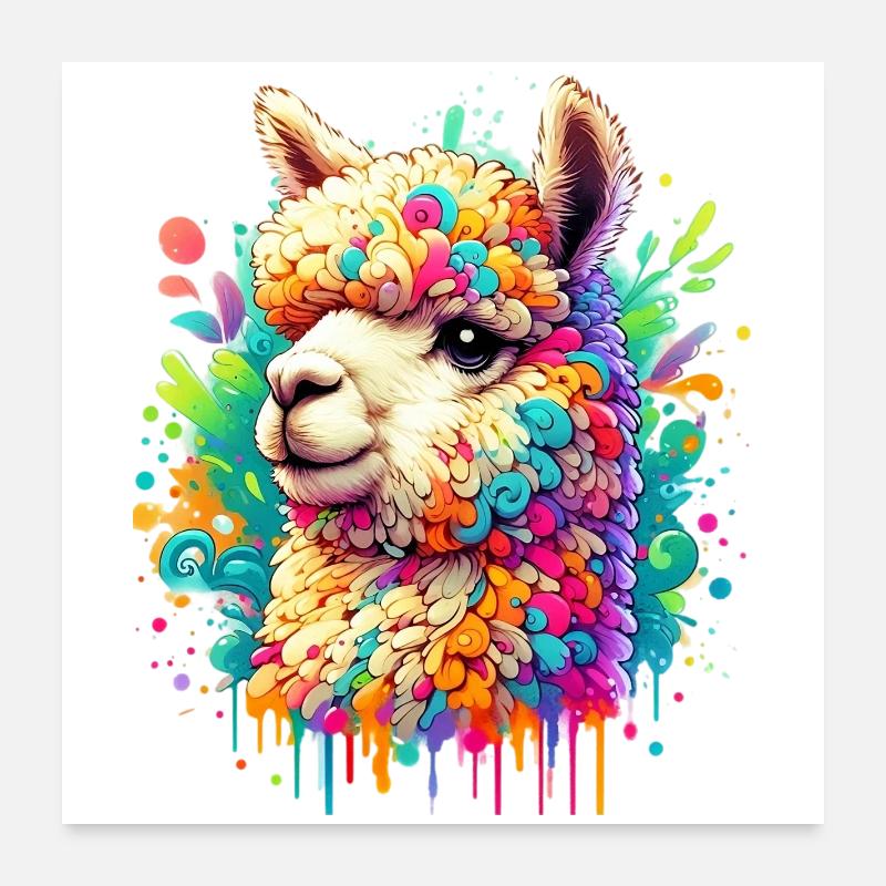 Alpaka - Poster 60x60 cm - Weiß