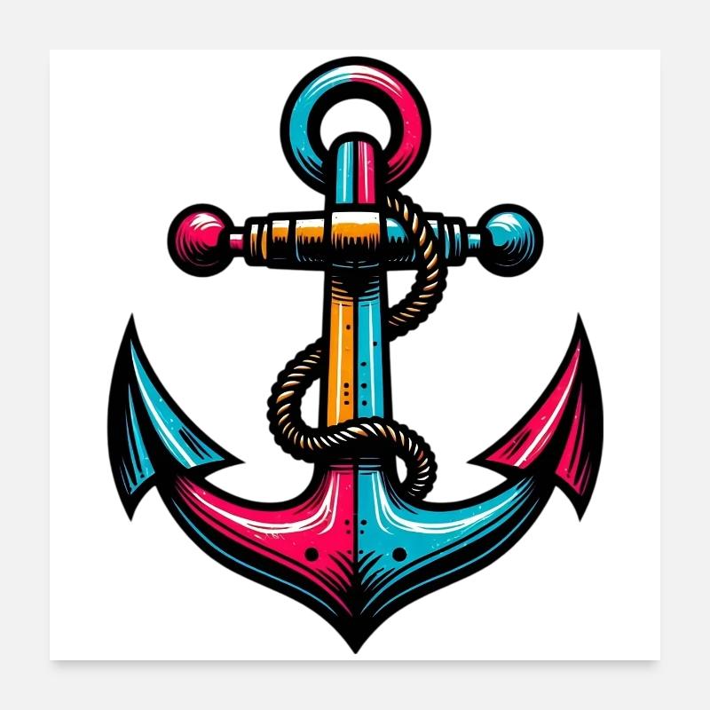 Ein Anker - Poster 60x60 cm - Weiß