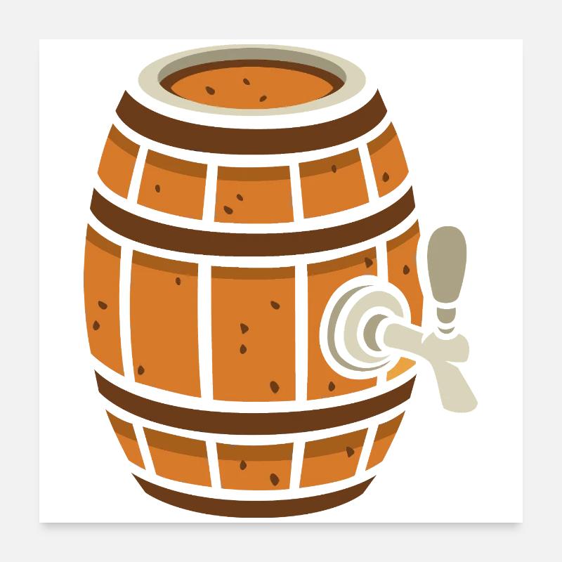 Rustic Beer Barrel Cartoon Poster 24" x 24" (60x60 cm)