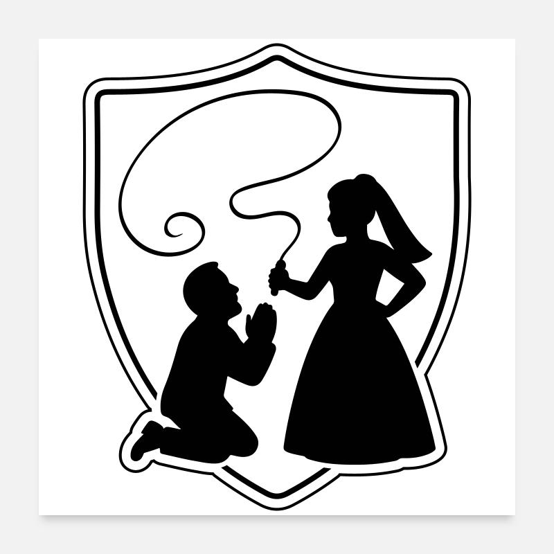 Wedding Bride and groom Couple silhouette Poster 24" x 24" (60x60 cm)