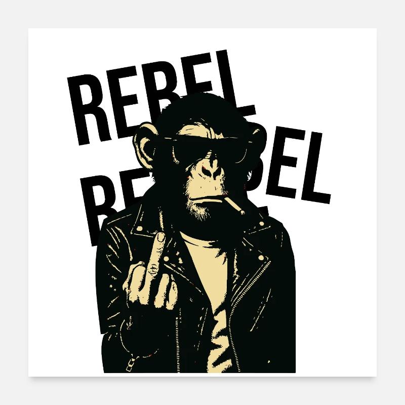 Rebellischer Affe in Leder Poster 60x60 cm