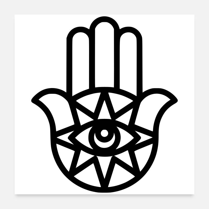 Silhouette de Fatima de la Main Hamsa Poster 60 x 60 cm