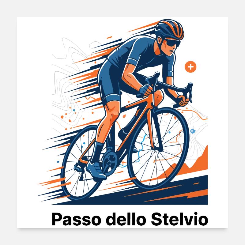 Passo Dello Stelvio Cyclist Sprint Neon Motion Poster 60x60 cm