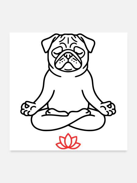 Livre de coloriage zen Pug Dog - Poster 60 x 60 cm - blanc - Devant