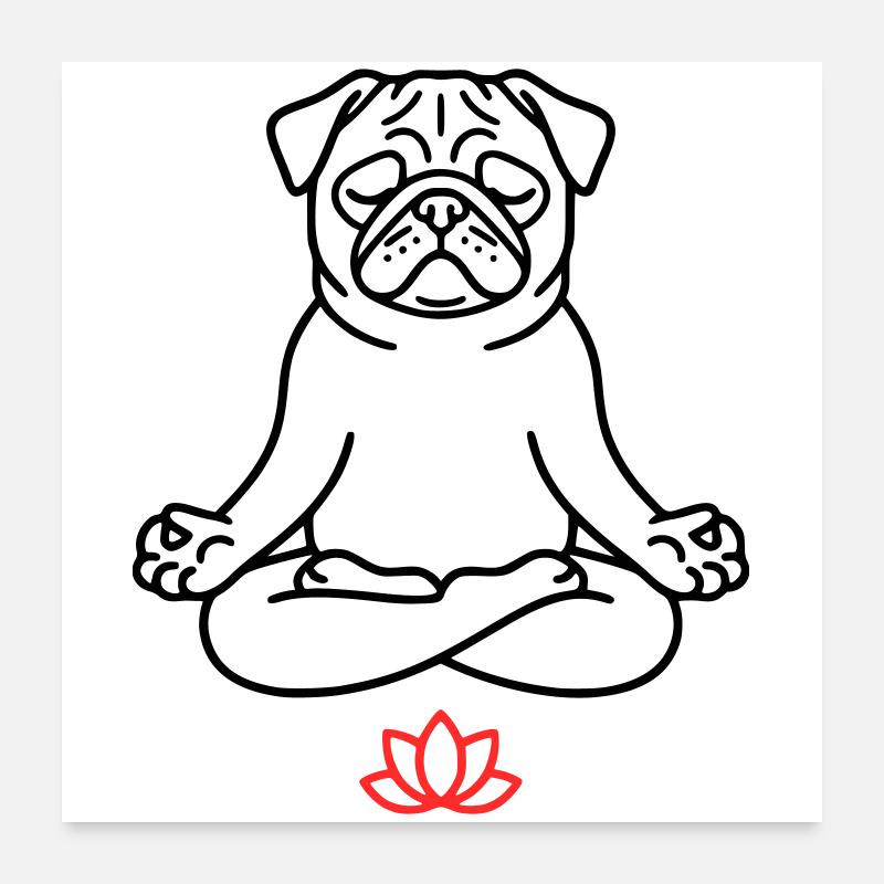 Mops Hund Zen Ausmalbild Poster 60x60 cm