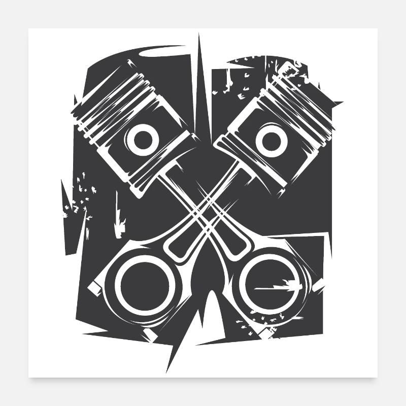 v8 abstract engine illustration musclecar tuning Poster 24" x 24" (60x60 cm)