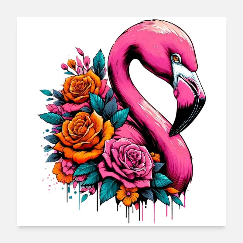 Flamant Poster 60 x 60 cm
