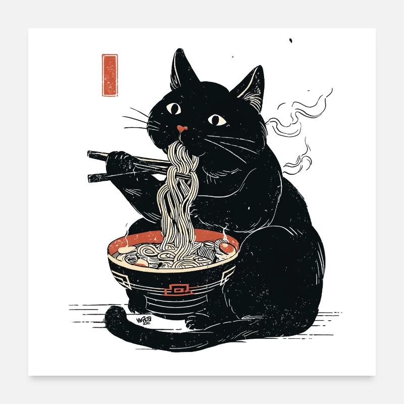 Ramen Kitty Poster 60x60 cm