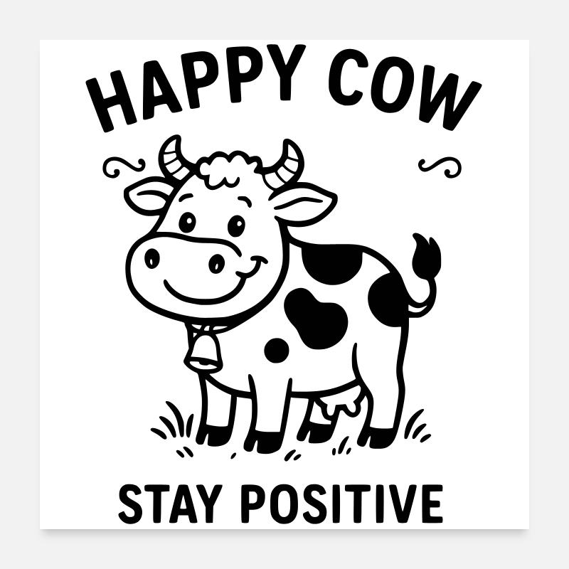 Vache heureuse Poster 60 x 60 cm