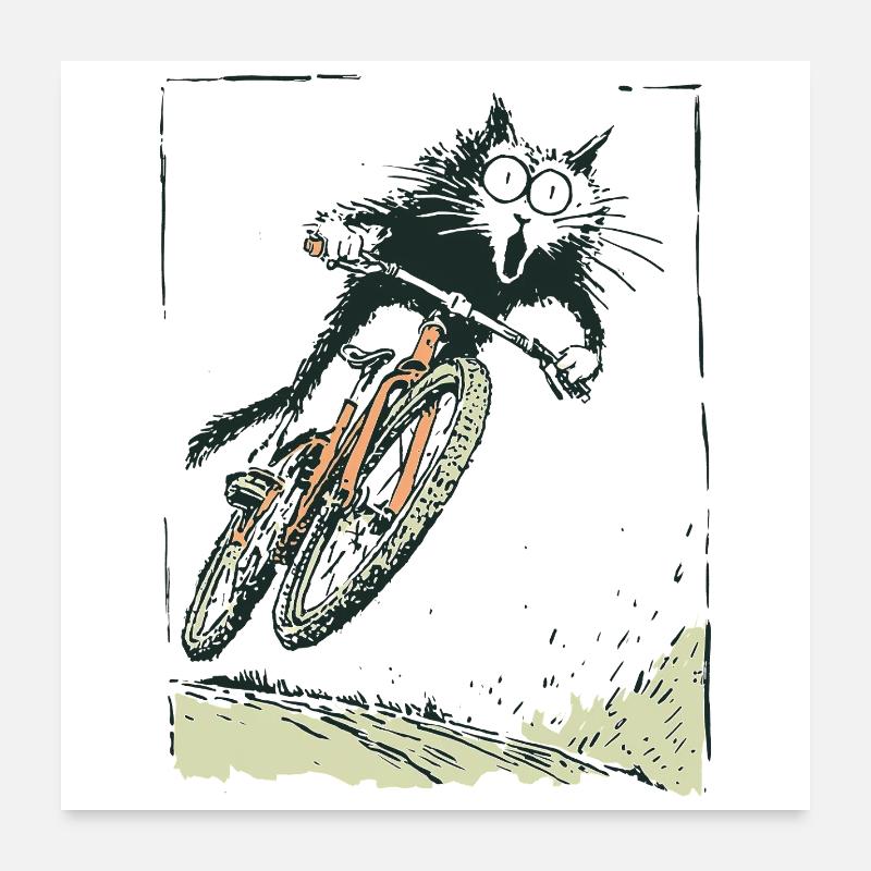 T-shirt design vélo chat Poster 60 x 60 cm