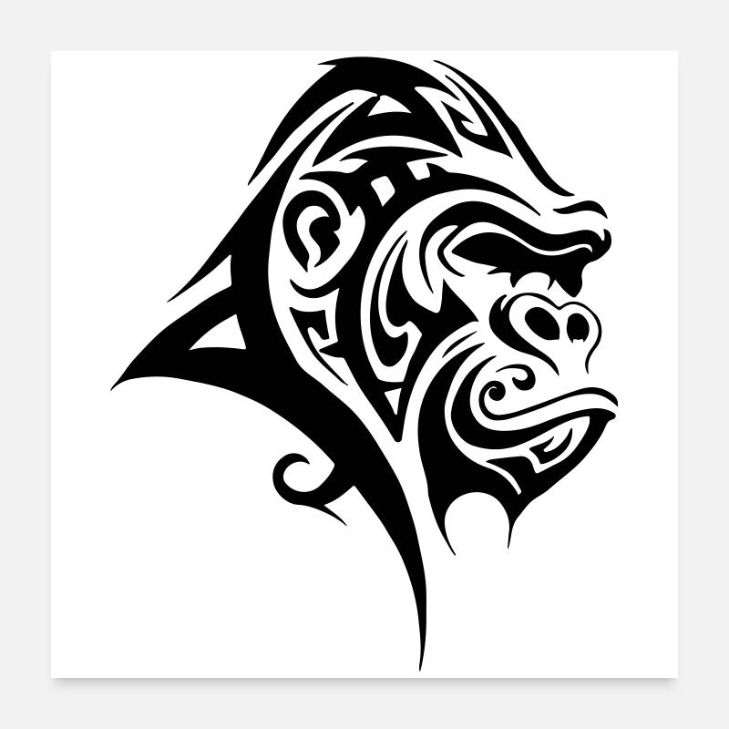 Gorilla Silverback Tribal Poster 24" x 24" (60x60 cm)
