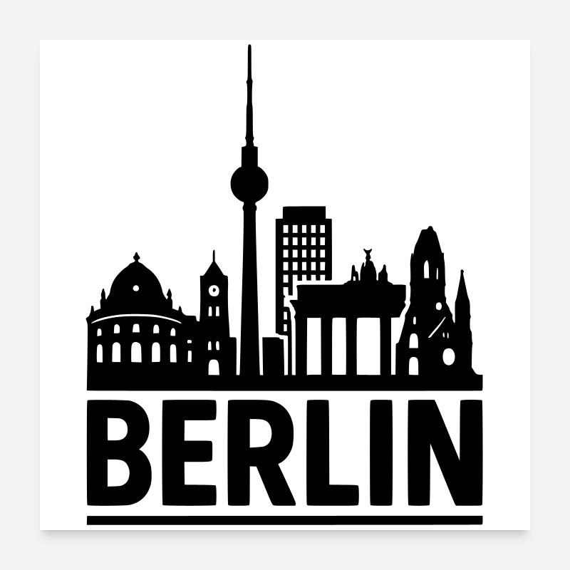 Berlin Skyline Hauptstadt - Poster 60x60 cm - Weiß