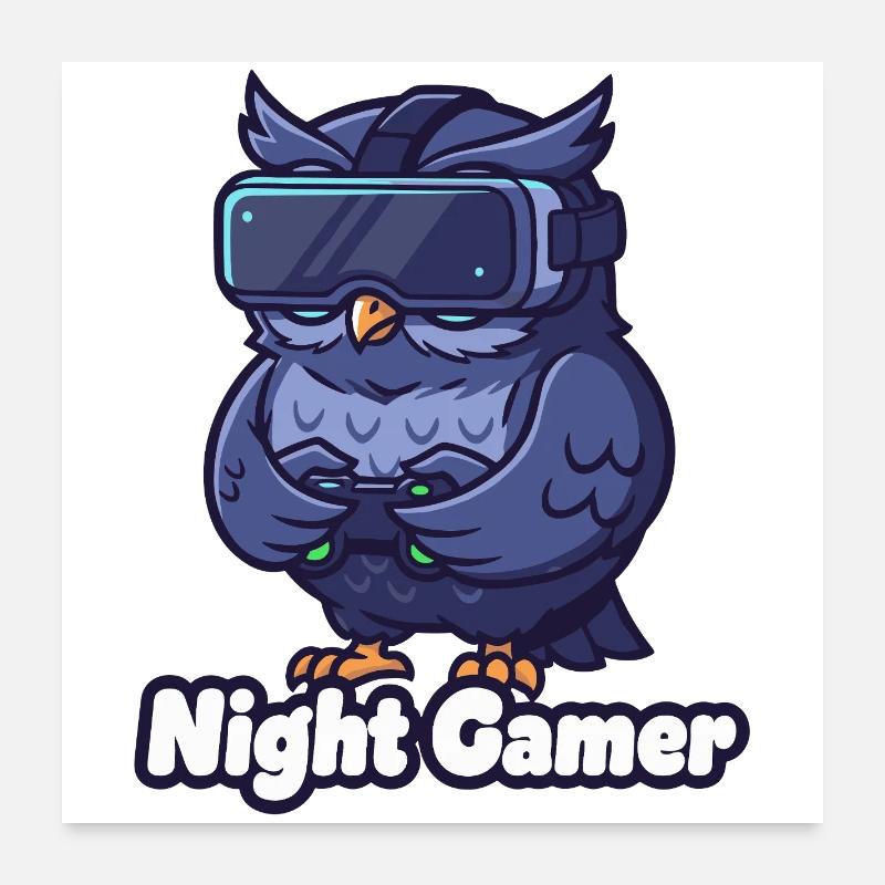 NachtGamer Eule VR Poster 60x60 cm