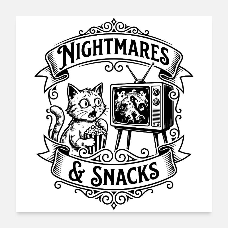 Nightmares & Snacks – Gruselkater Poster 60x60 cm
