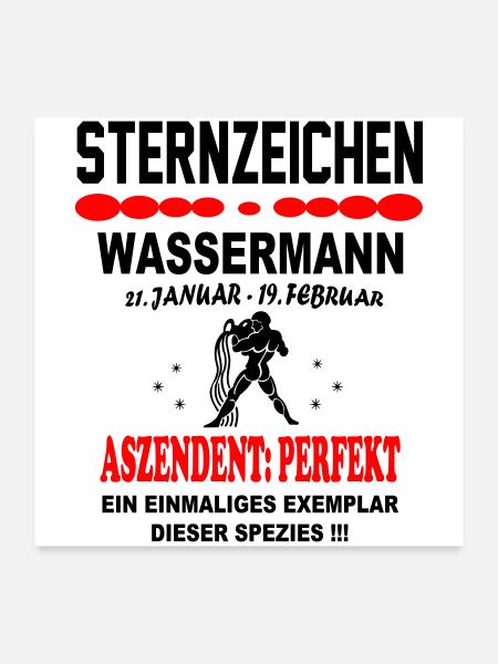 Wassermann Sternzeichen Horoskop Aszendent Perfekt - Poster 60x60 cm - Weiß - Vorne