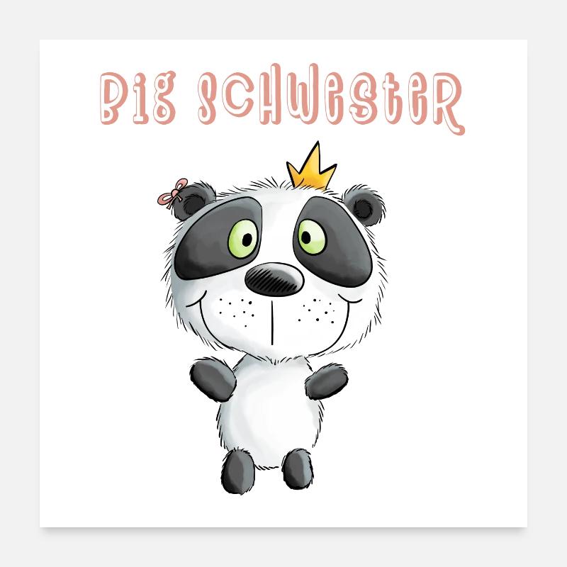 Grande soeur panda ours princesse Poster 60 x 60 cm