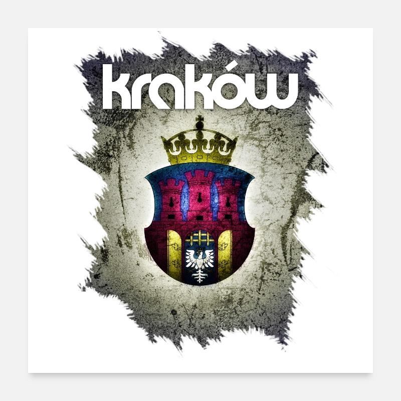 Cracovie - Pologne - Poster 60 x 60 cm - blanc