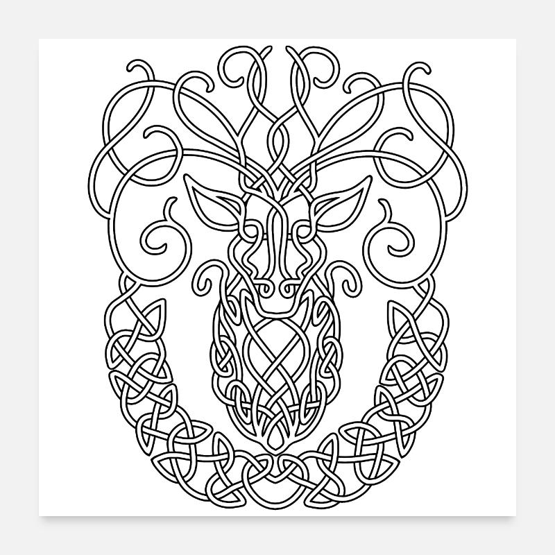 Cerf celtique Poster 60 x 60 cm