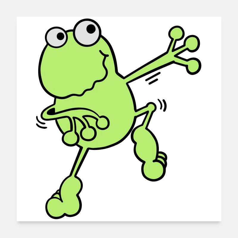 Tanzender Frosch - Poster 60x60 cm - Weiß