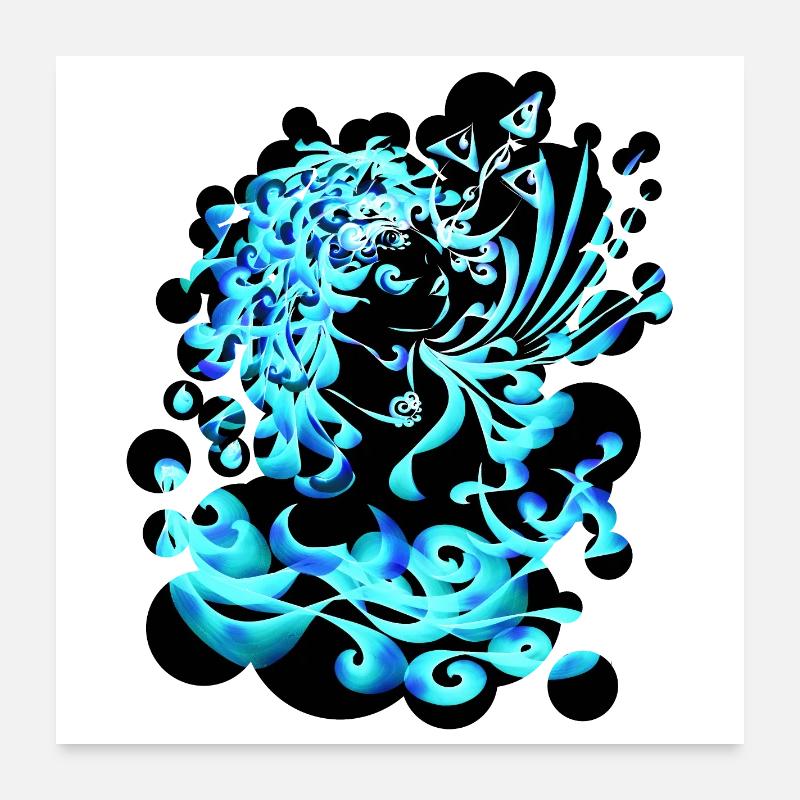 Aquarius Element Wasser cutout Poster 60x60 cm