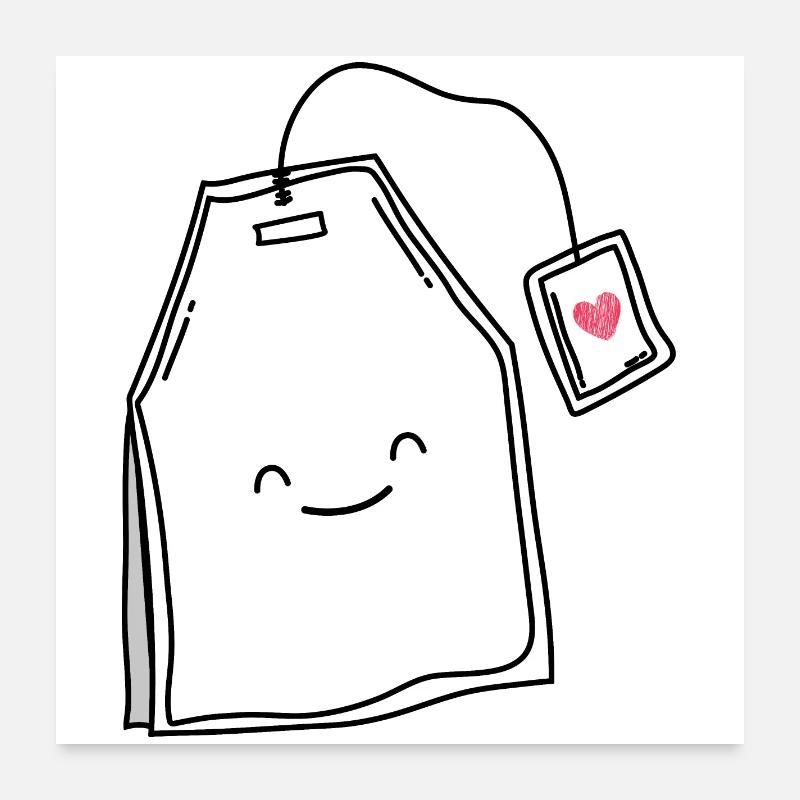 Teeliebhaber Tee Lächeln - Poster 60x60 cm - Weiß