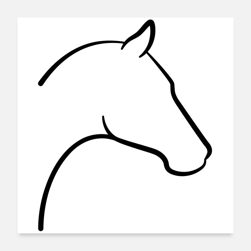 Pferd Kopf Symbol Umriss - Poster 60x60 cm - Weiß