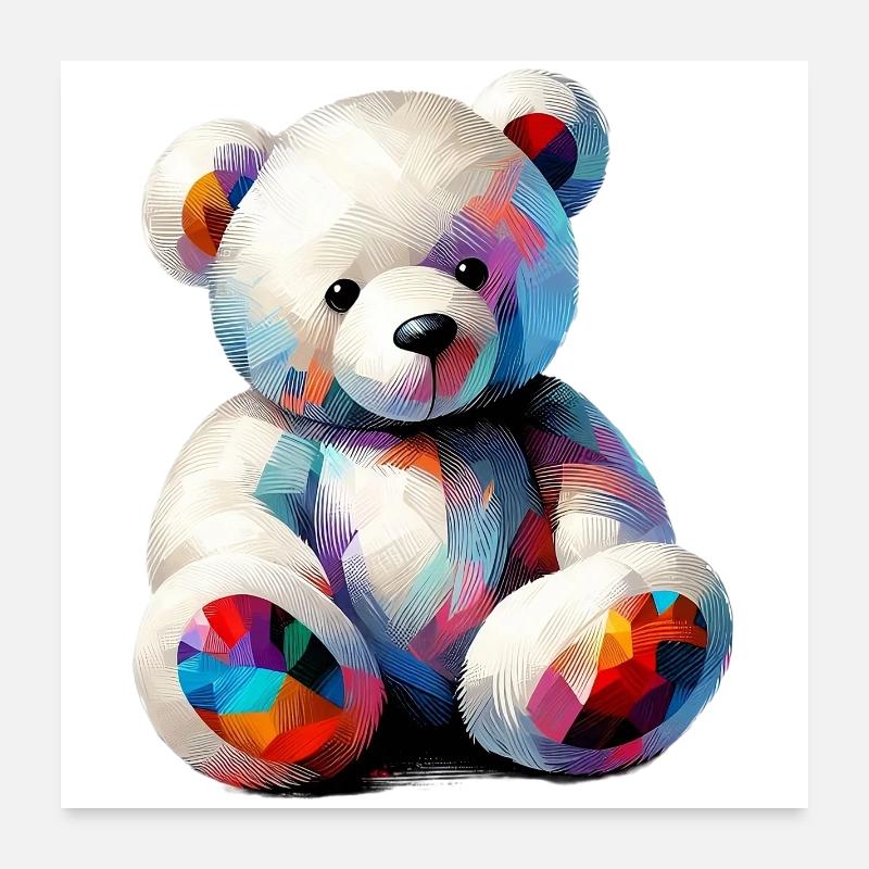 Orso Orsacchiotto Teddybär - Poster 60x60 cm - Weiß