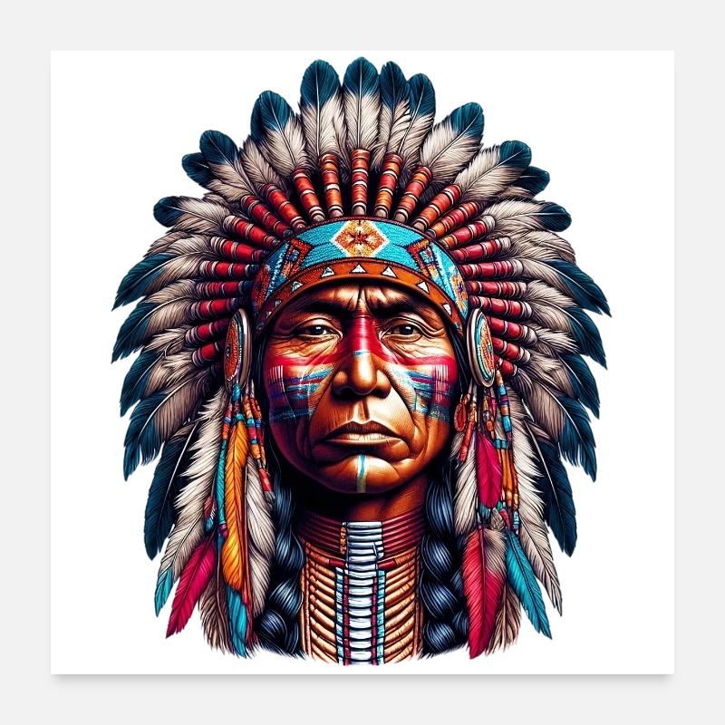 Amérindien Américain Poster 60 x 60 cm