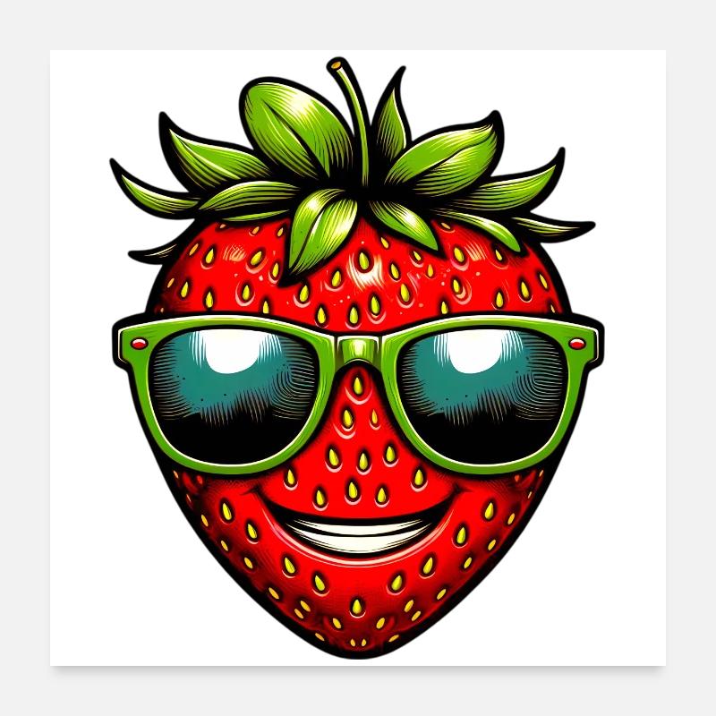 Erdbeeren Erdbeeren - Poster 60x60 cm - Weiß