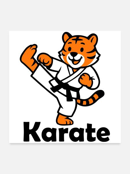 Karaté Tigre - Poster 60 x 60 cm - blanc - Devant