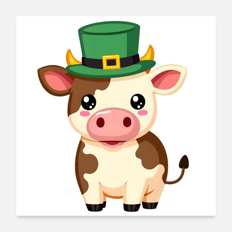 Vache à la Saint-Patrick Poster 60 x 60 cm